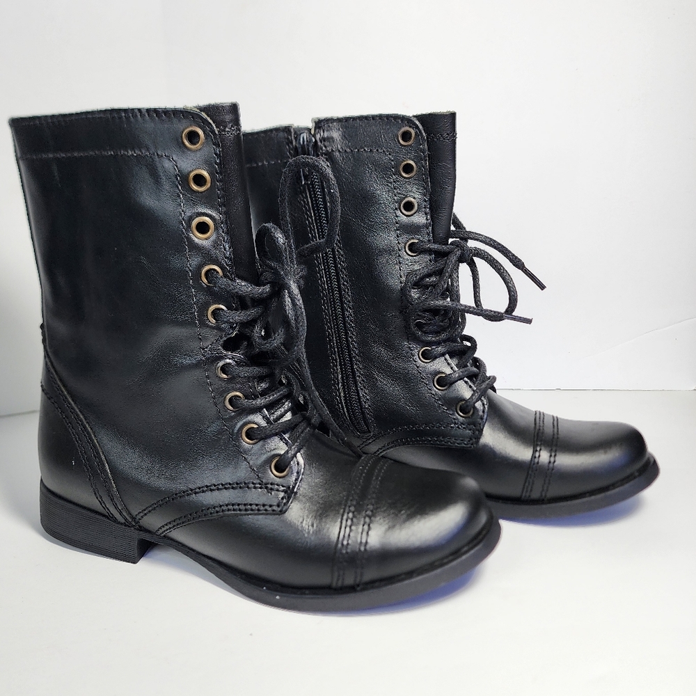 Steve Madden Troopa Combat Boots Black Leather  size 6